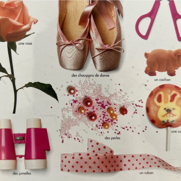 New Post Card -French with pictures and French words of pink items. - Picture 5 of 5